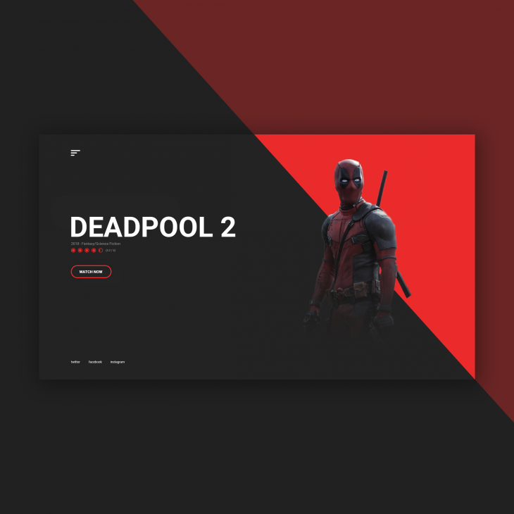 Projekt: Deadpool 2 - movie landing page design concept