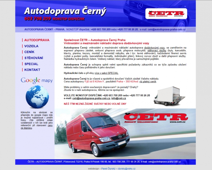 Projekt: web ČETR – autodoprava