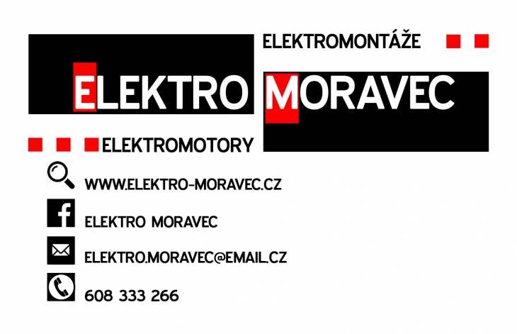 Projekt: Elektro Moravec - logo s kontakty
